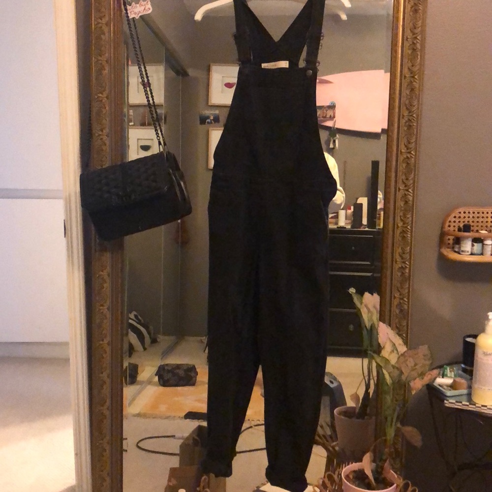 Denim overall in washed black